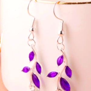 Lab Created Purple amethyst Hook Top Dangle earrings